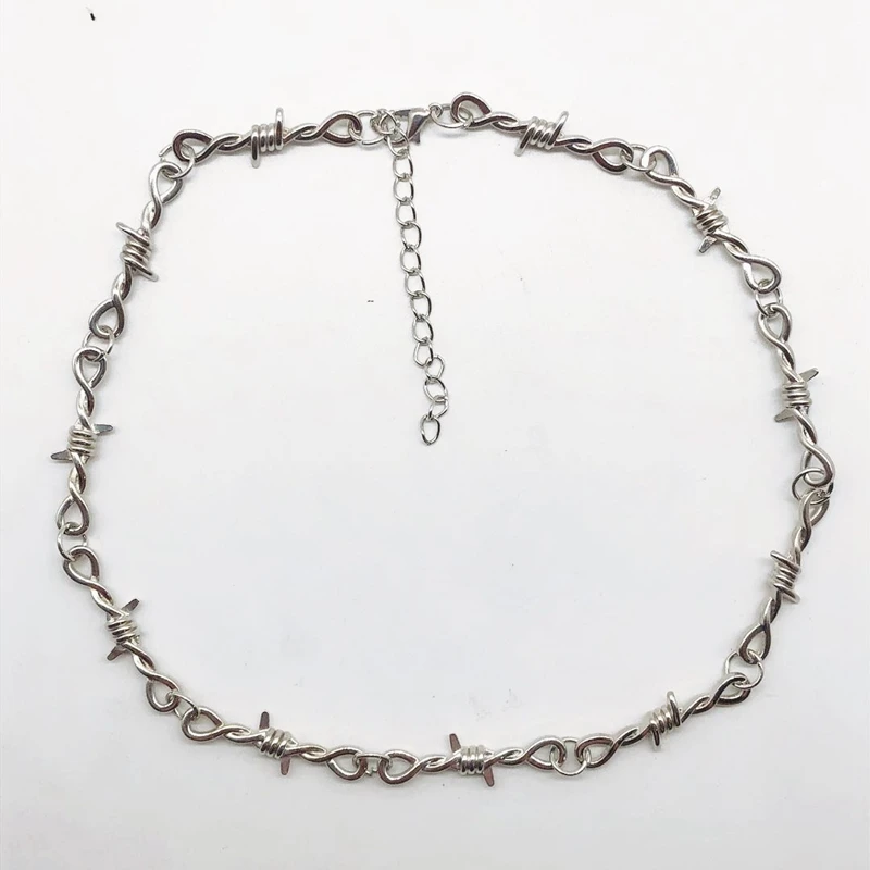 Ожерелье Унисекс "Маленькие проволочные шипы" из железа: женский хип-хоп готический панк с лезвием, колючей проволокой и небольшими шипами в подарок для мужчин.