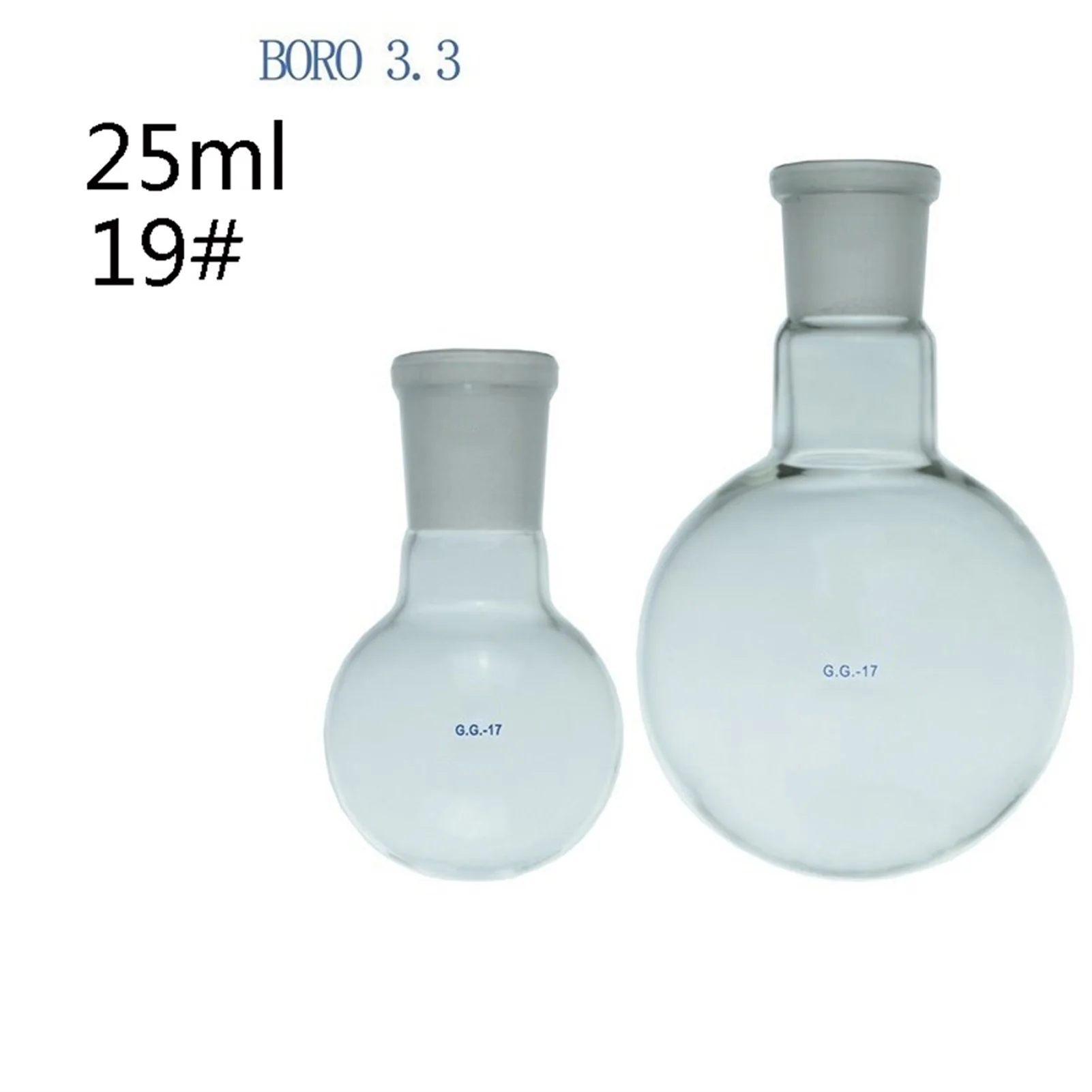 

25ml Boiling Flask Round Bottom 19# Ground Mouth Borosilicate 3.3 Glass Heat Resistant Lab Distilling Flasks- Pack Of 1