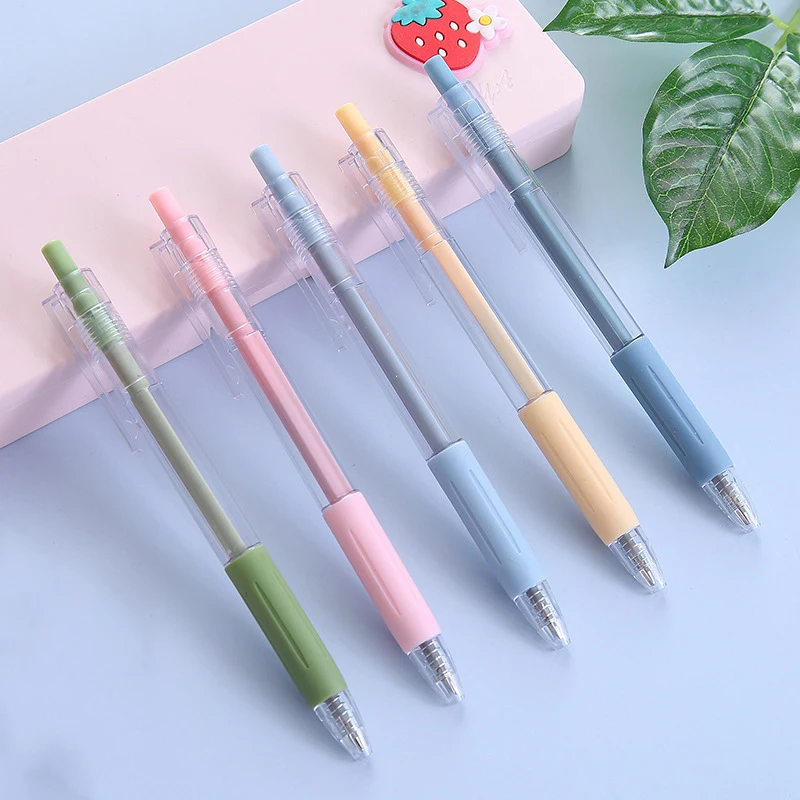 

40pcs/set Candy Color Click Press Gel Pens Retractable Work Girl Women School Black Roller Ball Ballpoint Stationery Rollerball