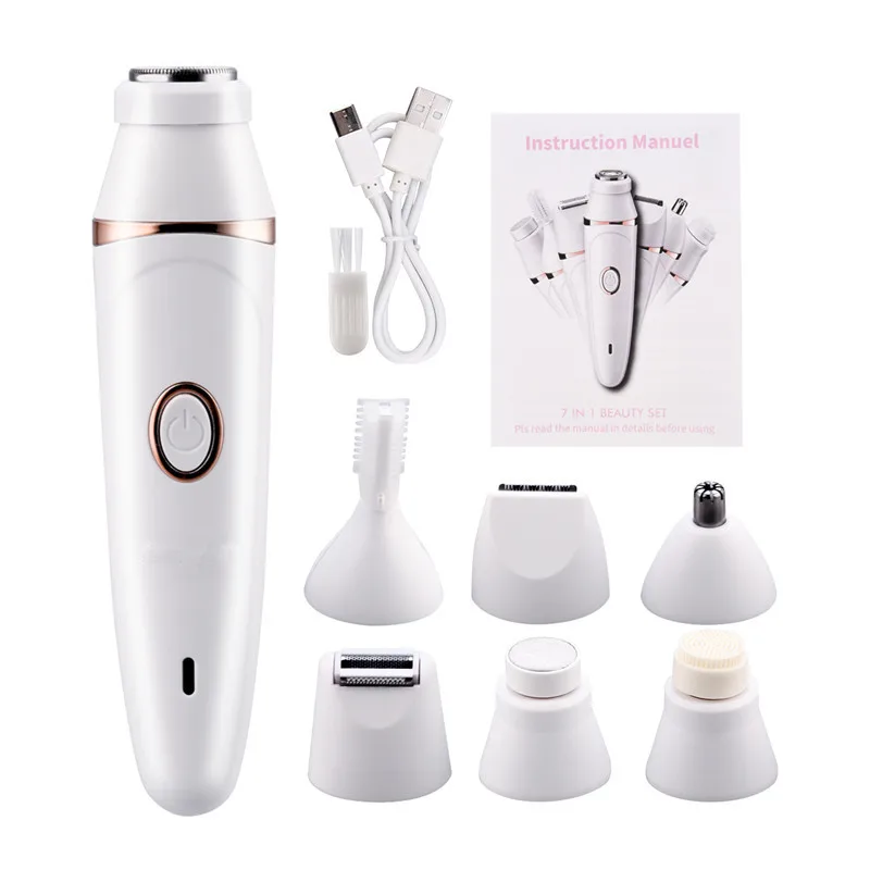 

7-In-1 Women Epilator Wet and Dry Waterproof Lady Hair Removal Female Eyebrow Nose Trimmer Face Bikini Leg Arm Shaver Machine