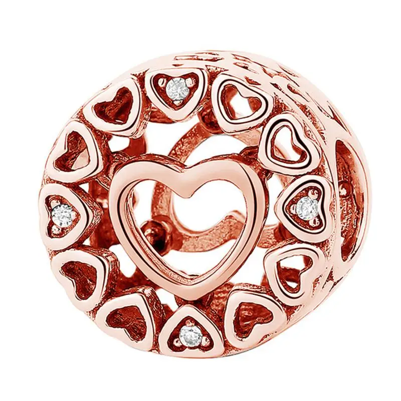YW20934 Authentic 925 Sterling Silver Beads Charm Crystal charm Rose Gold Clear CZ Fit Original Pandora Bracelet Women Diy Jewelry - Цвет: YW20934