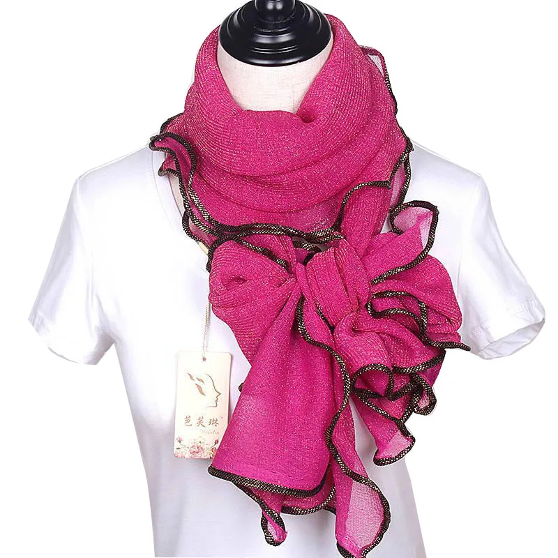 New Arrival Silk Scarves Long Trendy Women Gauze Plain Color Scarf Wrap Women's Breathe Absorb Sweat Lace Shawl | Аксессуары для