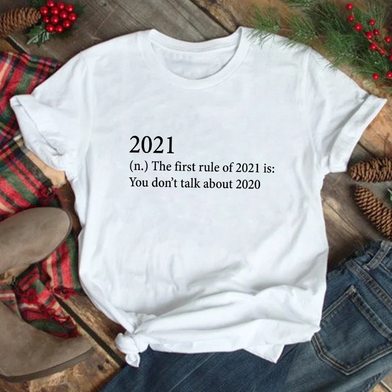 

Первое правило 2021 футболка саркастическая Новогодняя Подарочная футболка забавная женская зимняя Рождественская Праздничная футболка Пр...