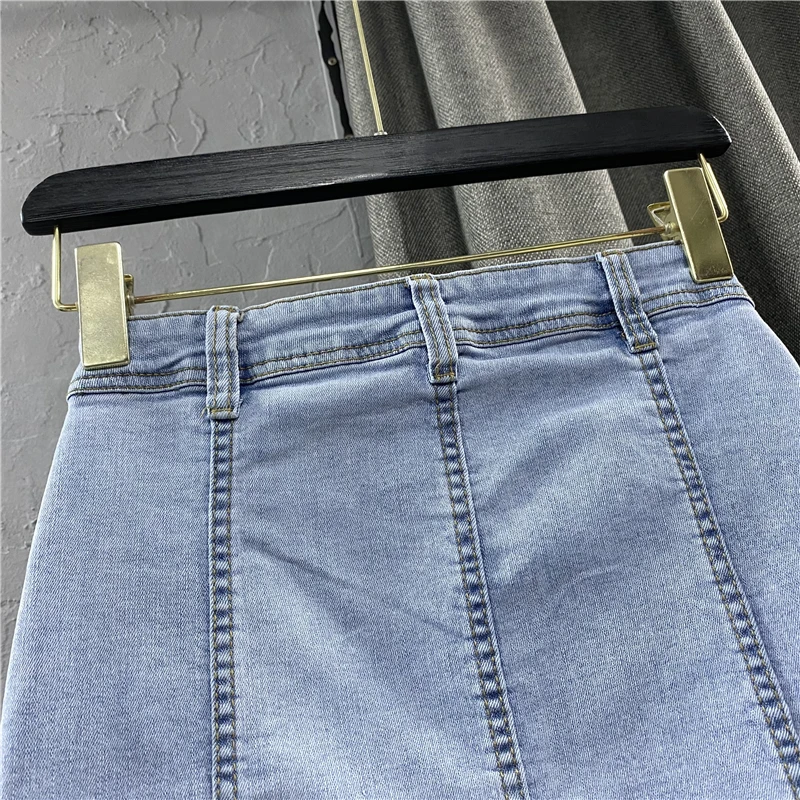 

2021 Summer Women Asymmetric Pockets Above Knee Denim Skirt Ladies New Slim Fit A- Line Fashion Irregular Solid Color Mini Skirt