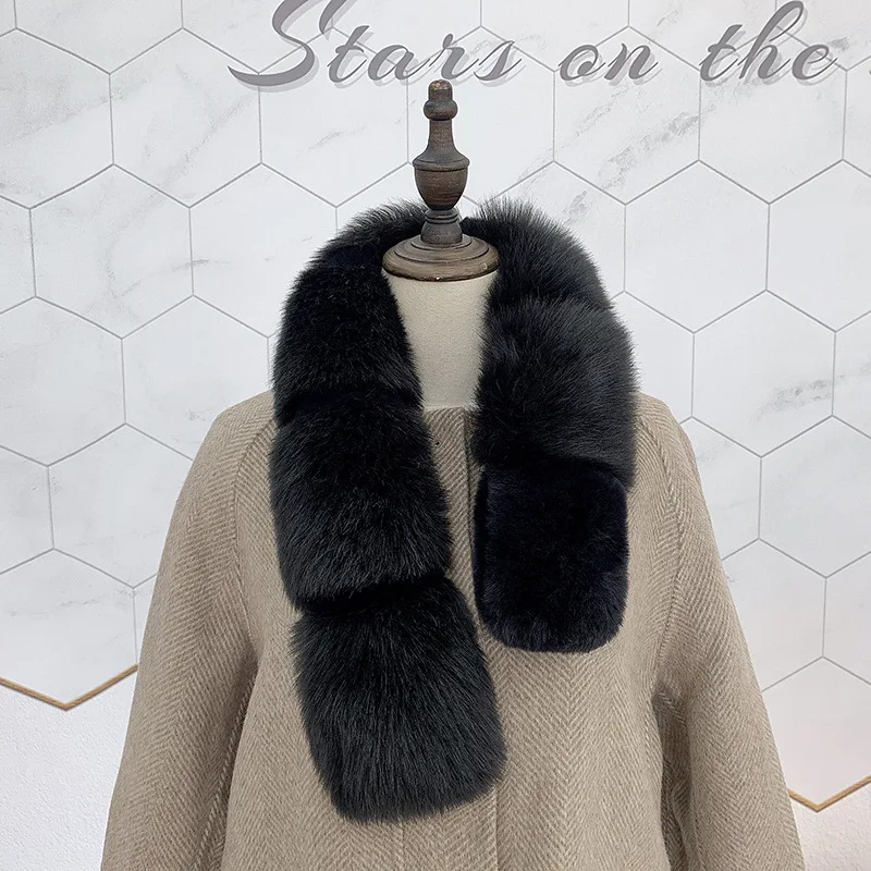 Женский пушистый шарф зимний однотонный из искусственного меха 80 х14 см с