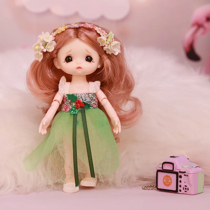

1/12 Princess Bjd 17cm Doll 13 Joints Movable Dress Up Fashion Clothes Set 3D Eyes Children Girl Birthday Gift Christmas Day Toy