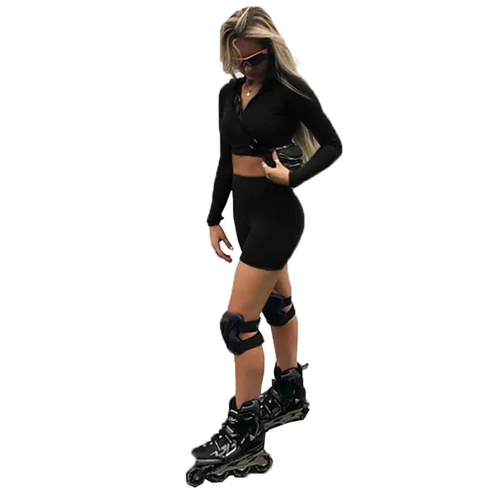 Новый модный сексуальный женский комплект с длинным рукавом однотонный