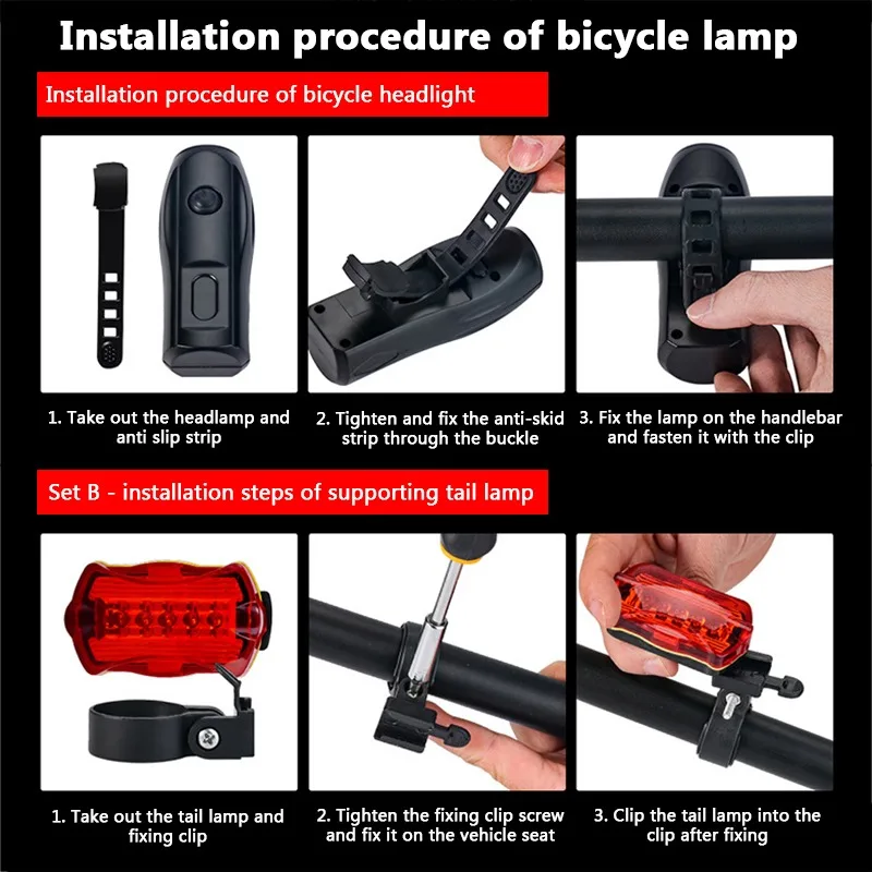 

Bicycle lighting Bike Front Back Rear Taillight With dry battery Portable Cycling Safety Warning Light Waterproof Bicycle Lamp