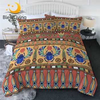 BlessLiving Insect Summer Bedspread Hexapod Bedding 3 pcs Tribal Thin Duvet Floral Quilt Set With Pillowcase Ethnic Bedspreads 1
