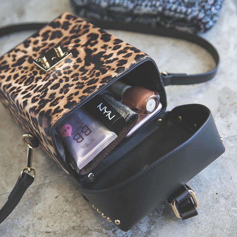 TekiEssica модная винтажная леопардовая сумка в форме коробки Женская Повседневная