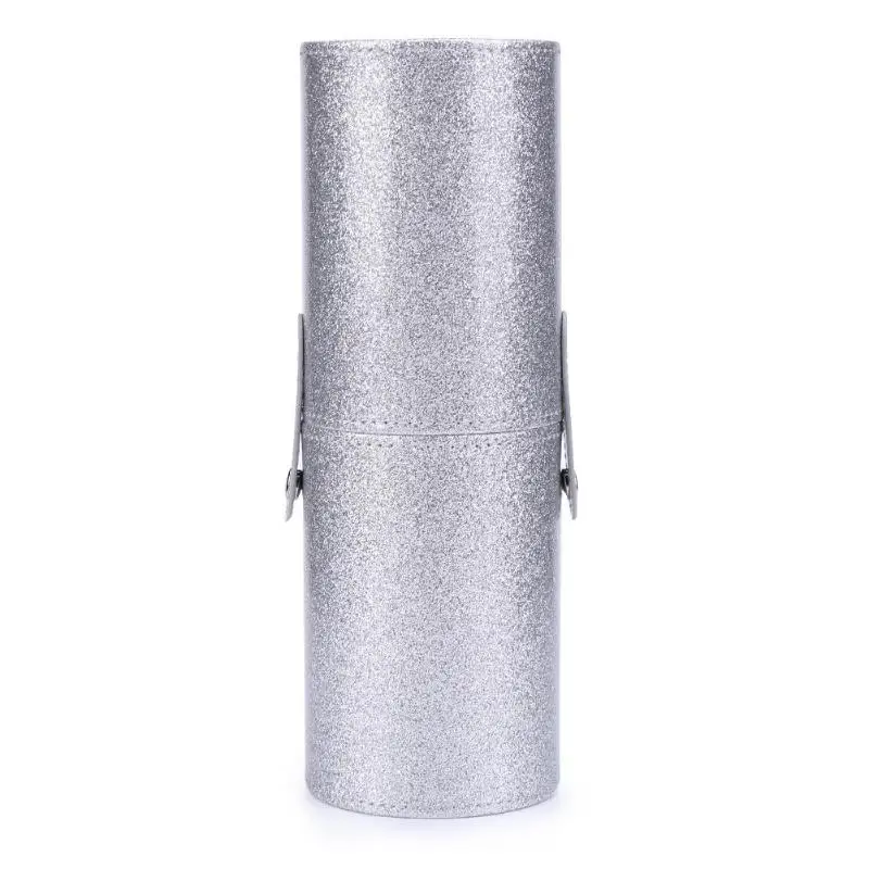 L 23x8cm Silver Портативные дорожные кисти для макияжа, Круглый держатель для ручек, косметический чехол из искусственной кожи, держатель для кистей, органайзер для хранения, Прямая поставка - Цвет: L 23x8cm Silver