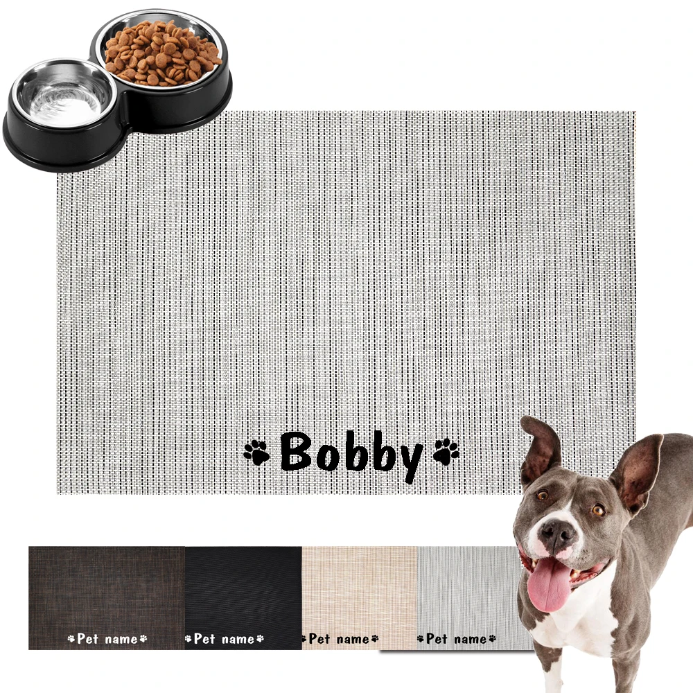 Personalized Dog Bowl Mat Customized Dog Cat Food Pad Pet Bowl Drinking Mat Dog Feeding Placemat Easy Cleaning Pet Accessories