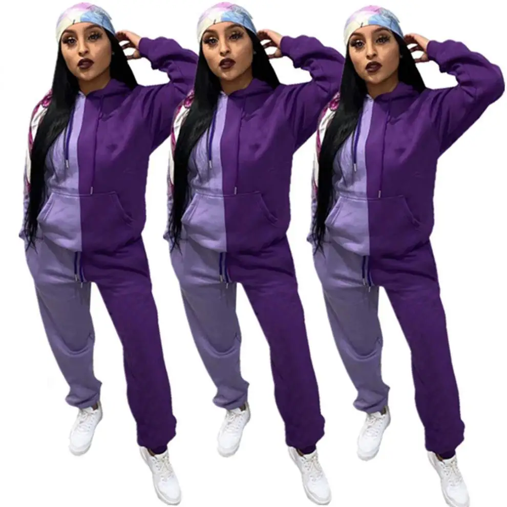 

QY5030 Winter leisure pants sports stitching solid color leisure two-piece suit