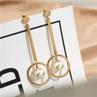 japan and south korea new ins long pearl earrings trend exaggerated personality and temperament female earrings