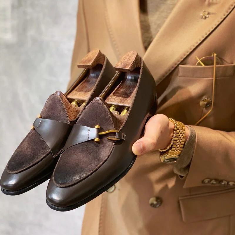 

Men's Shoes High Quality Faux Suede Leather Slip-on Fashion Casual Dress Shoes Personality All Match Zapatos De Hombre HA026