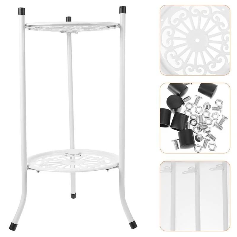 

2pcs Multifunctional Storage Shelf Iron Art Plant Holder Garden Flower Pot Rack Storage Shelf Iron Art Plant Holder Garden