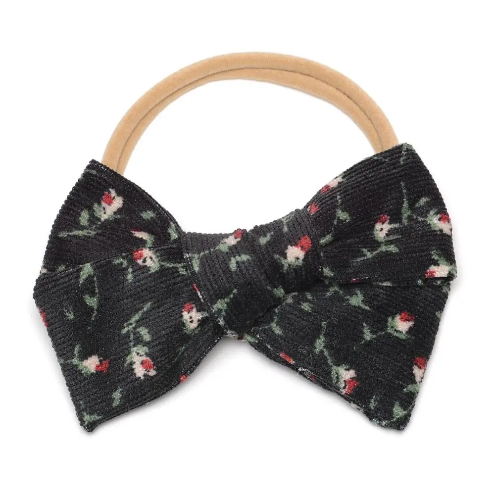 15 шт./лот Вельветовая повязка на голову с бантом детский цветочный головной убор