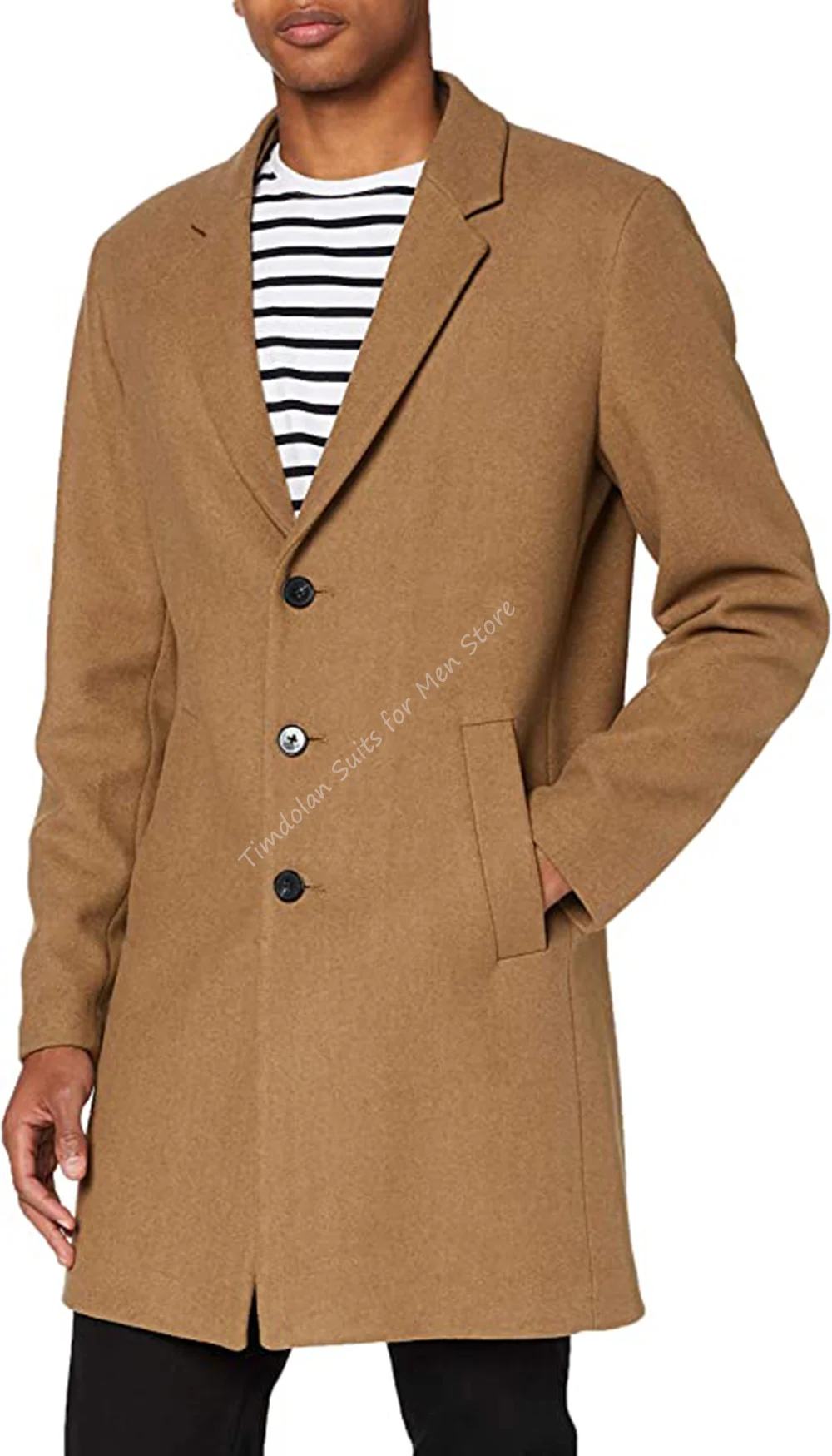 Veste longue à revers pour hommes, 1 pièce, kaki/noir, costumes, 50%, Blazer en laine sur mesure, vêtements de fête, un seul manteau, hiver  (0)