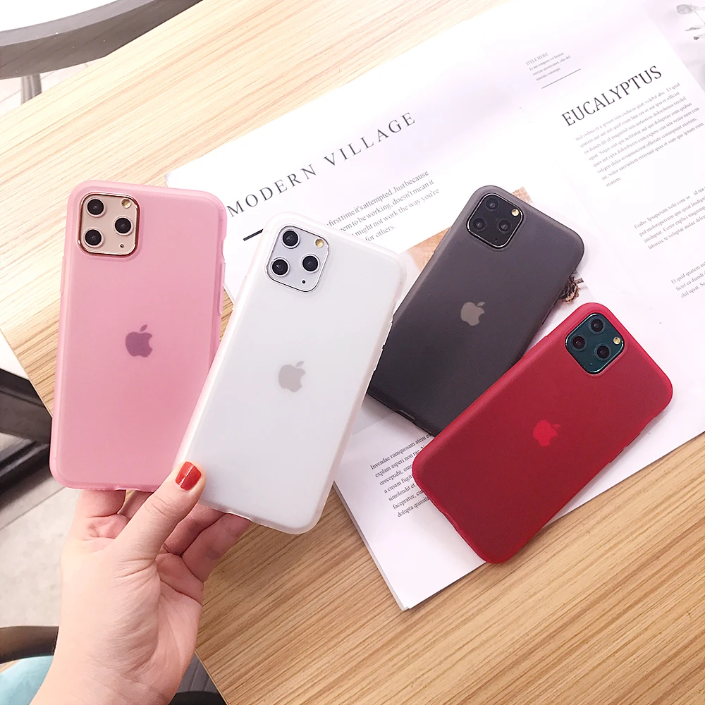 Прозрачный яркий однотонный чехол для телефона для iPhone 11 Pro Max X XR XS Max 6 6S 7 8 Plus Мягкая силиконовая задняя крышка на весь корпус Coque