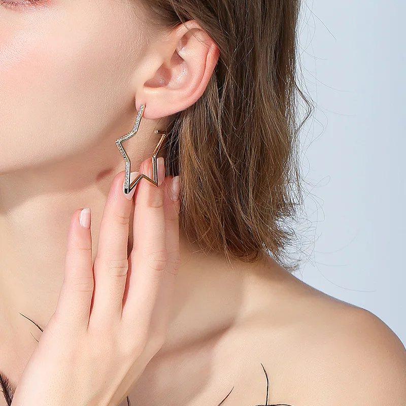 

Fashion Korean Big Heart Crystal Hoop Earrings for Women Bijoux Geometric Rhinestones Earrings Statement Jewelry Gifts