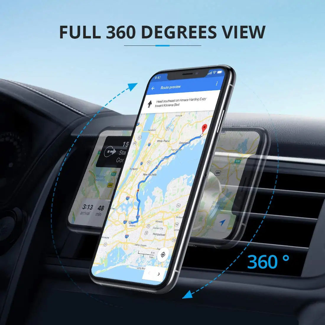 Магнитный автомобильный держатель для телефона iPhone samsung 360 Air Mount Магнитная подставка для мобильного телефона в автомобиле gps держатели крепление
