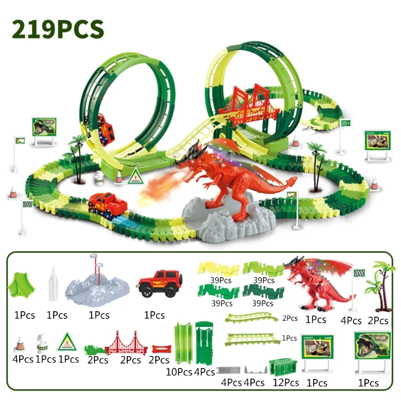 

03KD динозавр трек игрушечный сборный гоночный трек строительный блок трек Игровой Набор трек игрушечный автомобиль с 1 автомобиль дорожный ...
