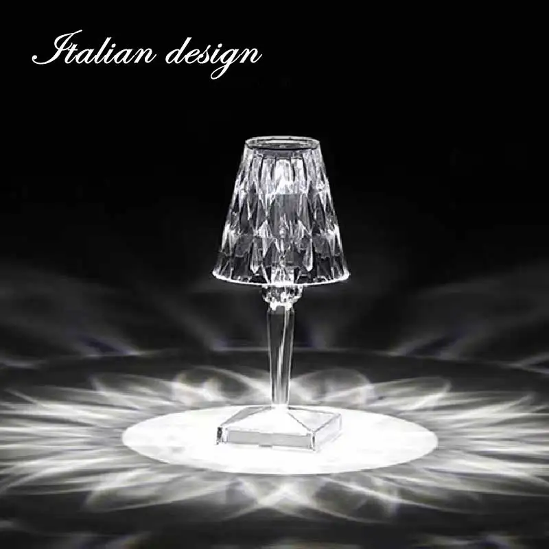 

Crystal Table Light Transparent Prism Desk Night Lamps Nordic Acrylic Pendant Lamp Bedroom Living Room Bedside Decoration.