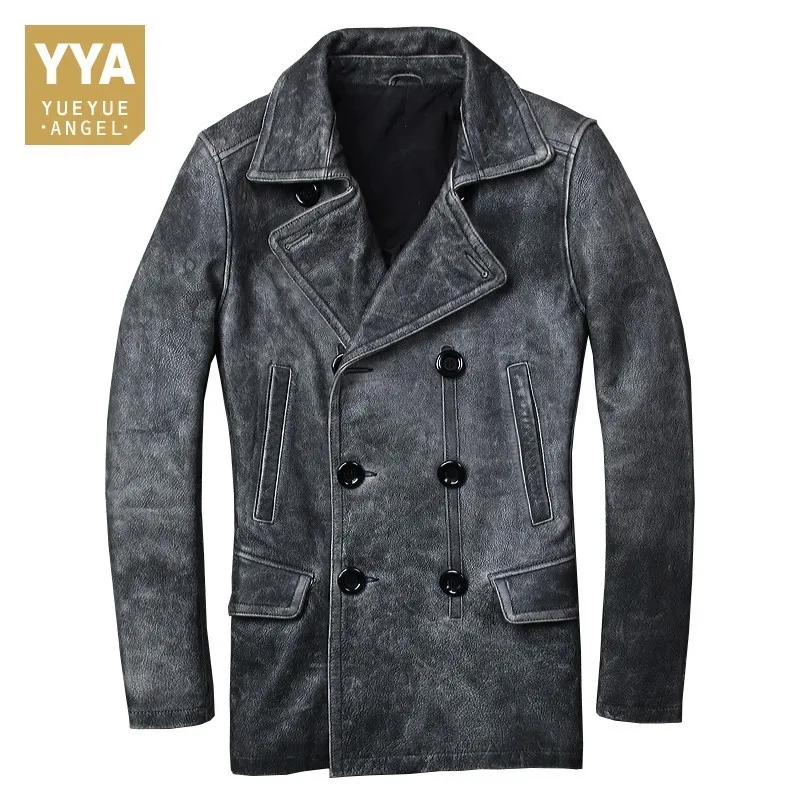 Новинка 2020 стильная винтажная мотоциклетная куртка Мужская Осенняя длинная из