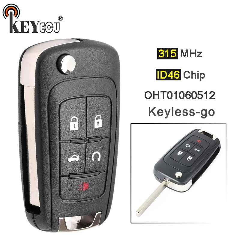 

KEYECU 315 МГц ID46 чип OHT01060512 Keyless-Go Flip Remote Key Fob для Chevrolet Buick Lacrosse Encore Regal Verano 2011-2016