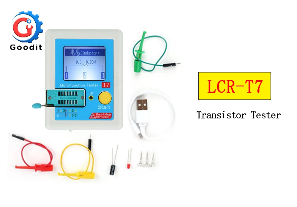 Многофункциональный на тонкопленочных транзисторах на тонкоплёночных транзисторах Подсветка прибор для проверки транзисторов LCR-TC1 LCR-T7 TC-T7-H T7 для диодов и триодов, конденсаторный резистор транзистор