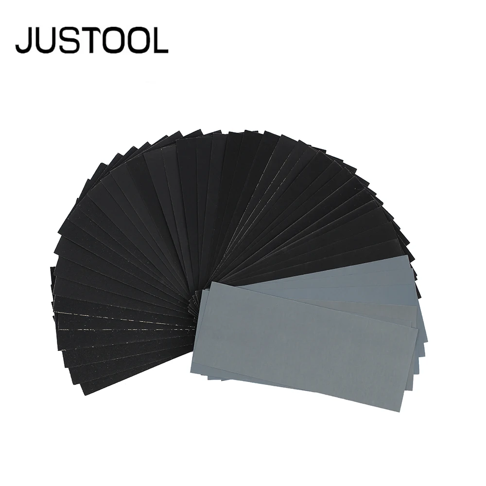 JUSTOOL 42 Pcs 120 to 3000 Grit Wet Dry Sandpaper Assortment Abrasive Paper Sheets for Automotive Sanding Wood Furniture