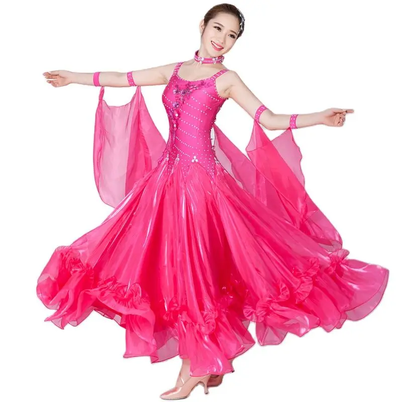 Новый дизайн женское стандартное платье для бальных танцев с алмазной вышивкой