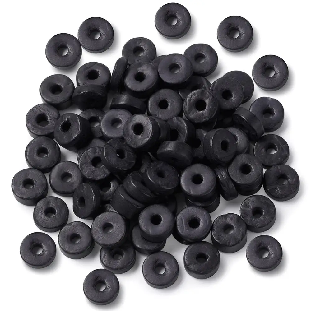 Black 100 шт окрашенные бусины из кокоса в форме пончика свободные бусины для самостоятельного изготовления ювелирных изделий браслет ожерелье аксессуары фурнитура 9 мм 12 мм - Цвет: Black