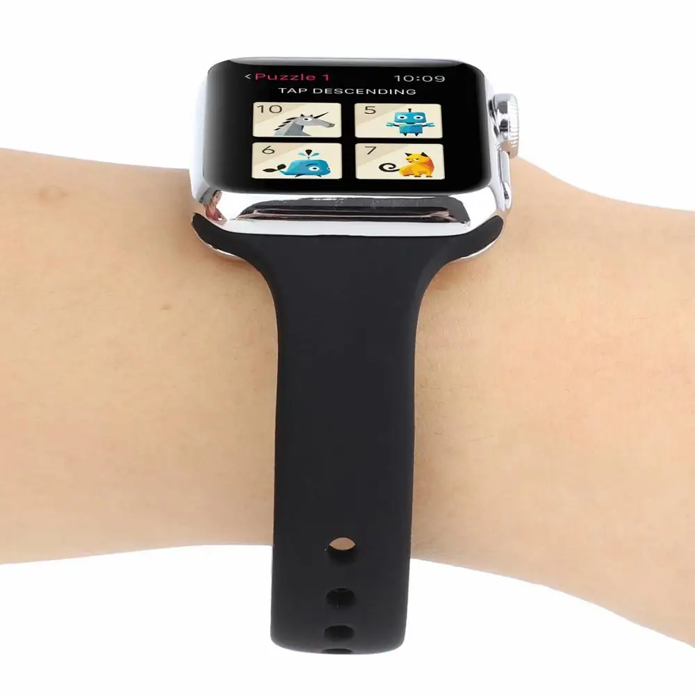 Мягкий силиконовый спортивный ремешок для наручных часов Apple watch версии 5 4 3 2 1 38 мм