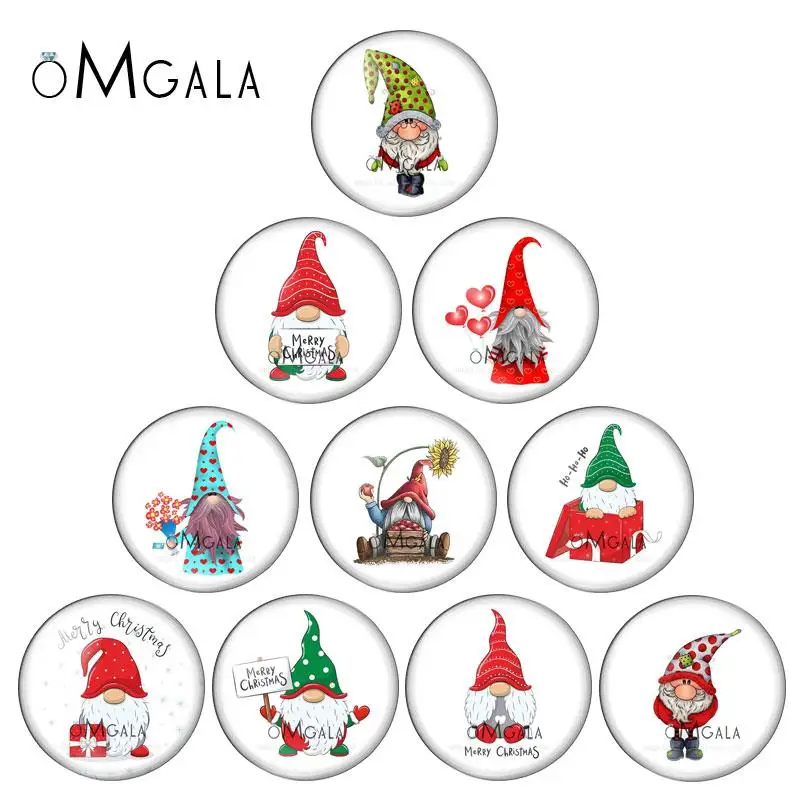 

Merry Christmas Cartoon Santa Claus New year 10pcs 12mm/18mm/20mm/25mm Round photo glass cabochon demo flat back Making findings