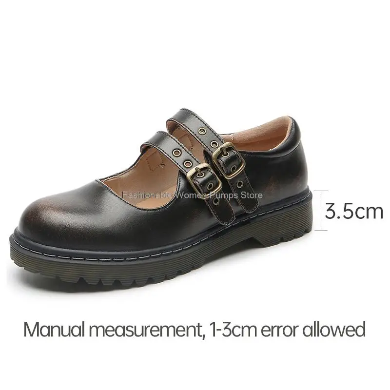 

Retro Mary Jane Shoes Women Split Leather Casual Shoes Female College Student Chic Lolita shoes Japanese JK Uniform Footwear