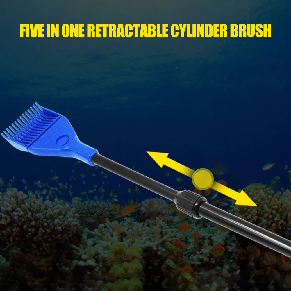 

5 in 1 Aquarium Cleaning Tools Fish Tank Clean Set Fish Net Gravel Rake Algae Scraper Grass Fork Sponge Brush Glass Cleaner