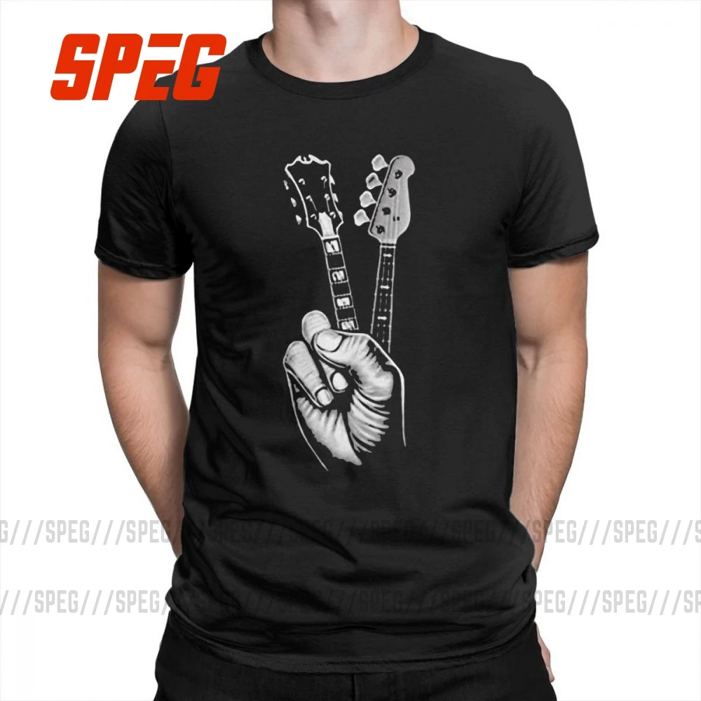 Хипстер бас гитара футболка принтер Мужская хлопок Crewneck размера плюс с коротким