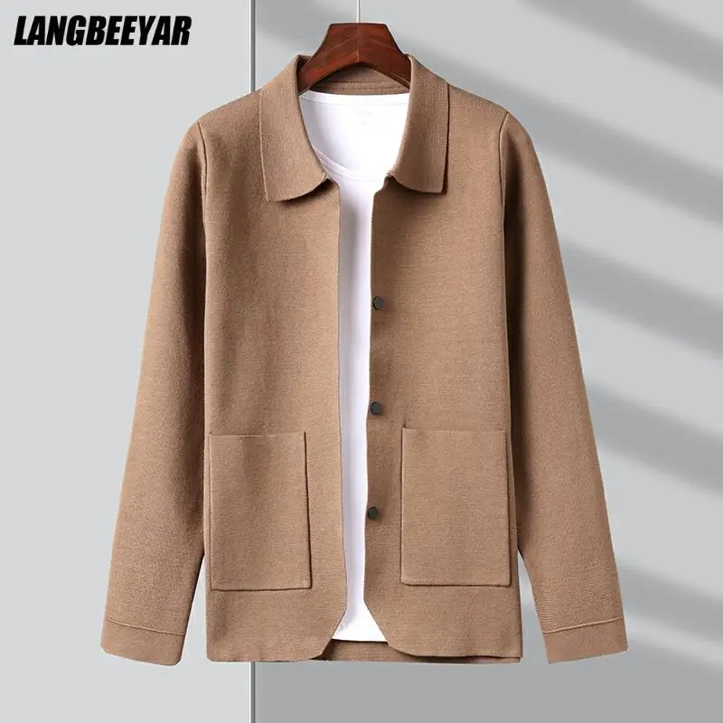 

New Top Grade Autum Brand Fashion Knitwear Lapel Japanese Street Mens Cardigan Sweater Casual Coats Winter Jacket Men Clothing