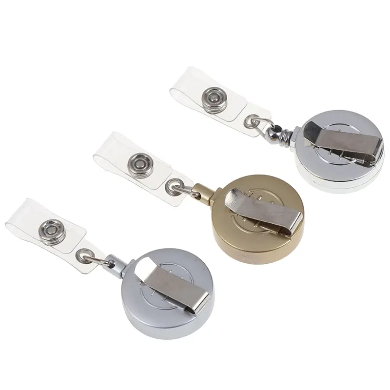 

Retractable Pull Key Ring ID Badge Lanyard Name Tag Card Holder Recoil Reel Belt Clip Metal Housing Metal Covers