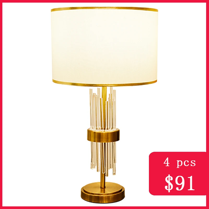 TUDA прозрачная стеклянная настольная лампа для спальни Хрустальная Золотая