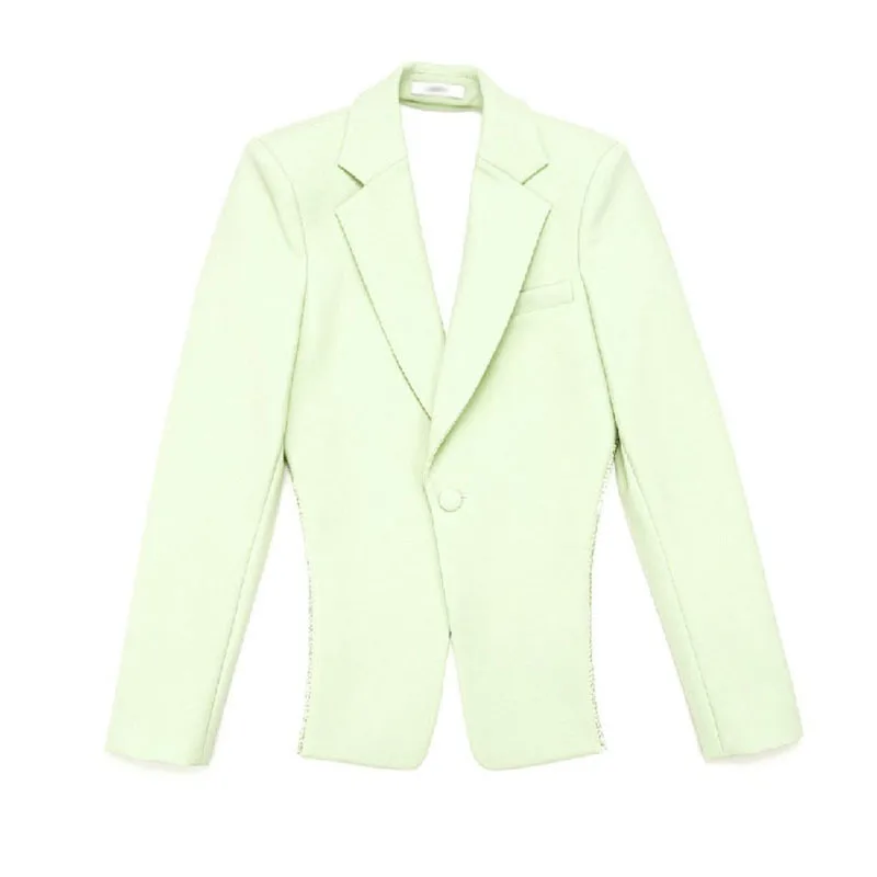 

GALCAUR Back Hollow Out Blazer Coat For Female Lapel Collar Long Sleeve Pure Color Women's Causal Coat Fashion Tide 2021
