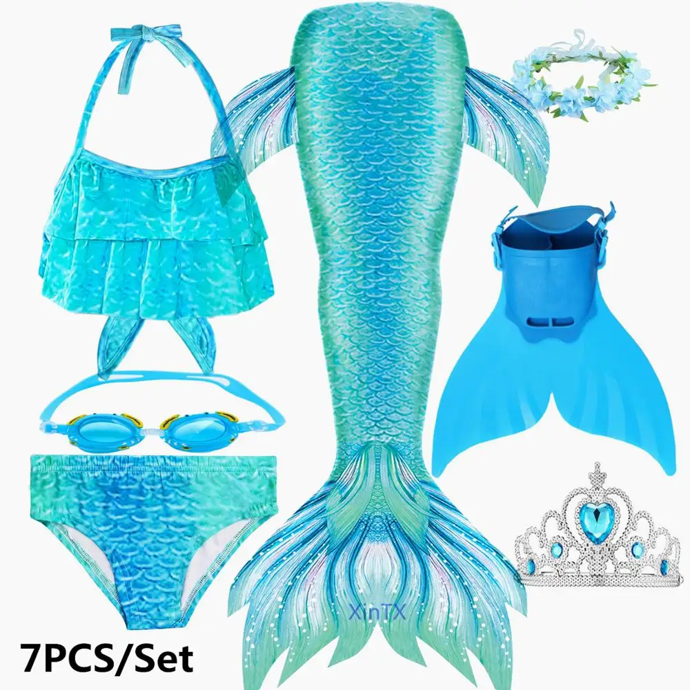 Новинка! 7 шт. детская гирлянда с хвостом Русалочки для девочек ластами венок в