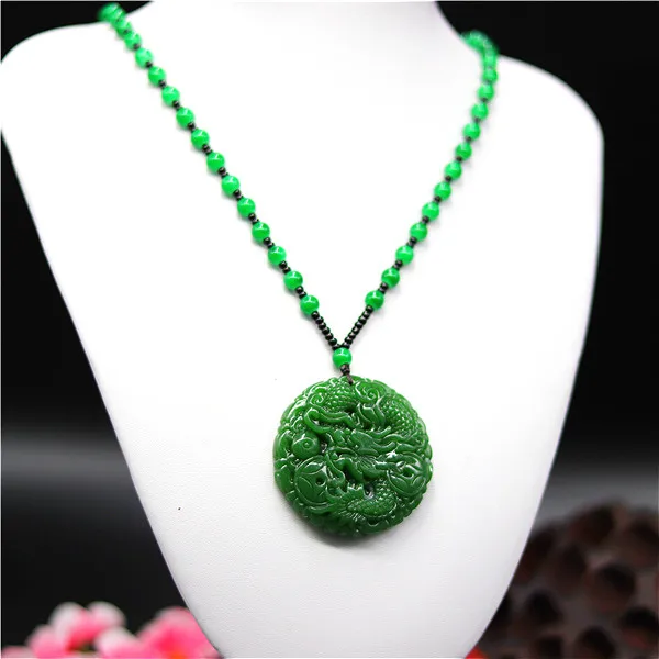 Натуральный зеленый китайский нефритовый Феникс кулон бусы ожерелье модное