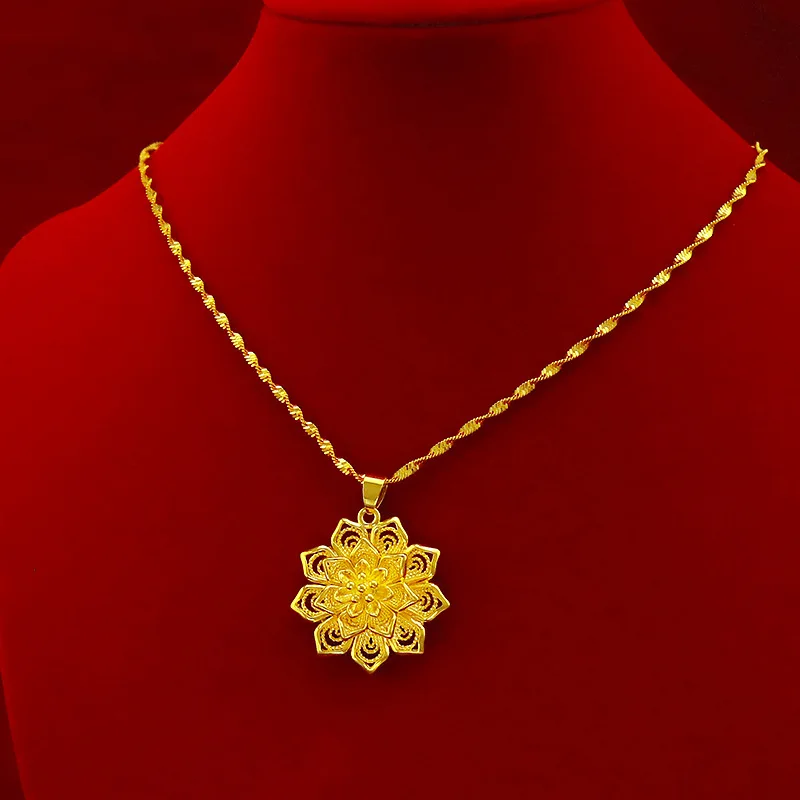 Fashion Wedding Womens Necklace 18K Gold Flower Pendant Clavicle Necklace for Anniversary Jewelry Luxury Gold Jewelry Gifts