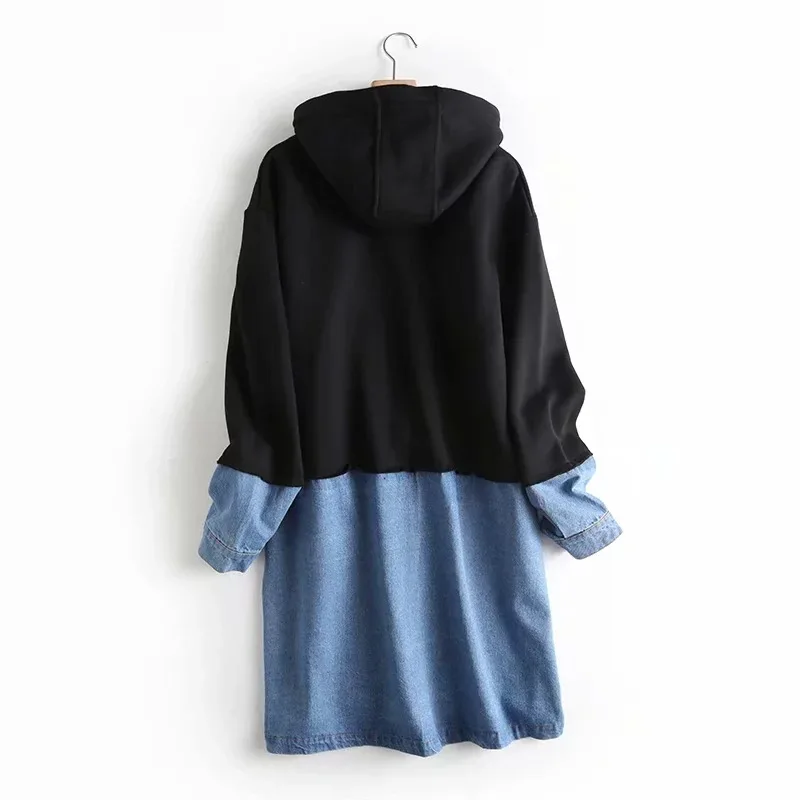 Свободные Лоскутные толстовки с капюшоном пуловеры для женщин свободный свитер