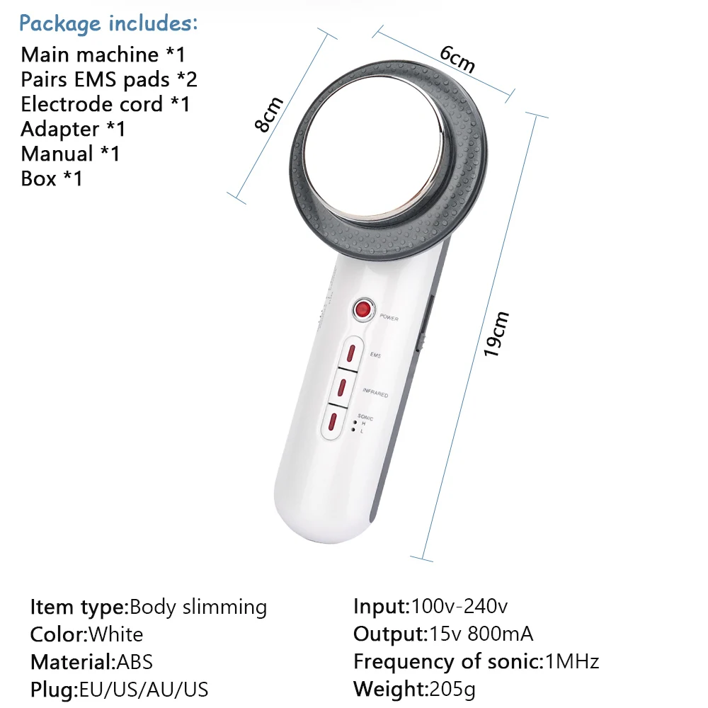 3 in1 EMS ультразвуковая кавитация массажер лицо тело с похудения Сжигание жира гель