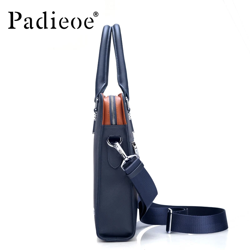 Padieoe Luxury Brand Genuine Leather Men Laptop Bag Briefcase Fashion Men's Business Bags Casual Leather Messenger Bag for Men