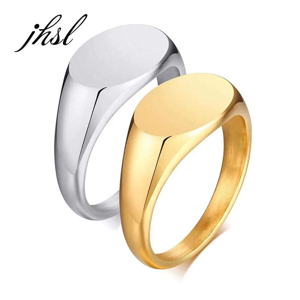 

Women Rings Big Large Statement Round Solid Silver Color Gold Color Stainless Steel Fashion Jewelry wholesale Size 6 7 8 9 10