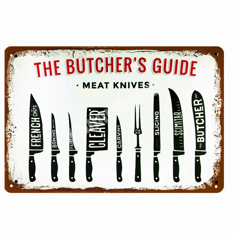 Q Руководство BUTCHER'S винтажные металлические вывески срезанная говядина корова курица свинина утка плакат кухня декоративные тарелки табличка наклейки на стену N286 - Цвет: Q